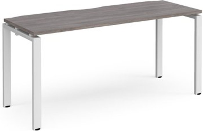 Office Monster | Adapt Adapt single desk 1600mm x 600mm - white frame, grey oak top Adapt Adapt single desk 1600mm x 600mm - white frame, grey oak top