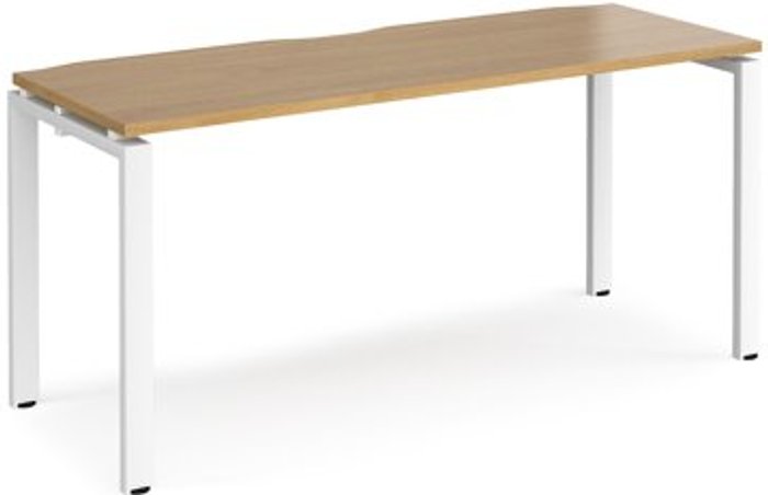 Office Monster | Adapt Bench Desk | Single Person Rectangular Desk 1600mm | Oak Tops With White Frames | 600mm Depth | Adapt Adapt Bench Desk | Single Person Rectangular Desk 1600mm | Oak Tops With White Frames | 600mm Depth | Adapt