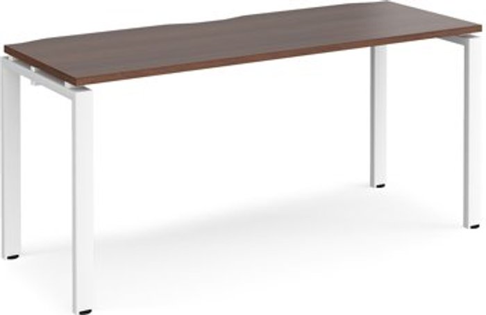 Office Monster | Adapt Bench Desk | Single Person Rectangular Desk 1600mm | Walnut Tops With White Frames | 600mm Depth | Adapt Adapt Bench Desk | Single Person Rectangular Desk 1600mm | Walnut Tops With White Frames | 600mm Depth | Adapt