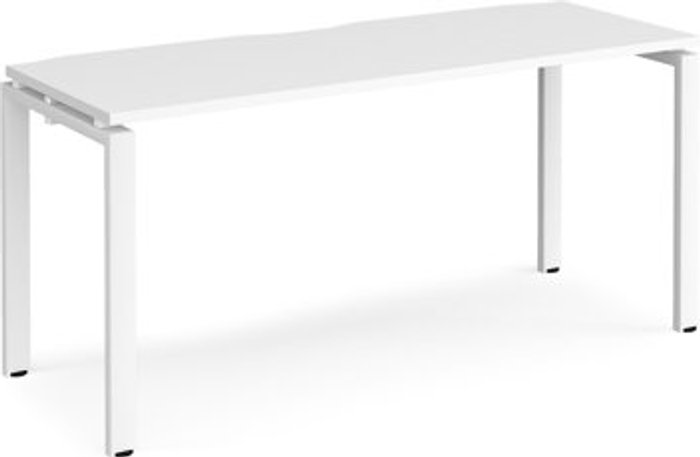 Office Monster | Adapt Bench Desk | Single Person Rectangular Desk 1600mm | White Tops With White Frames | 600mm Depth | Adapt Adapt Bench Desk | Single Person Rectangular Desk 1600mm | White Tops With White Frames | 600mm Depth | Adapt