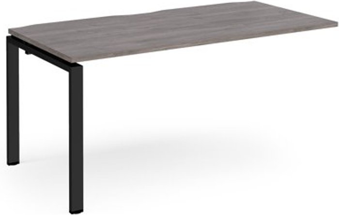 Office Monster | Adapt Adapt add on unit single 1600mm x 800mm - black frame, grey oak top Adapt Adapt add on unit single 1600mm x 800mm - black frame, grey oak top