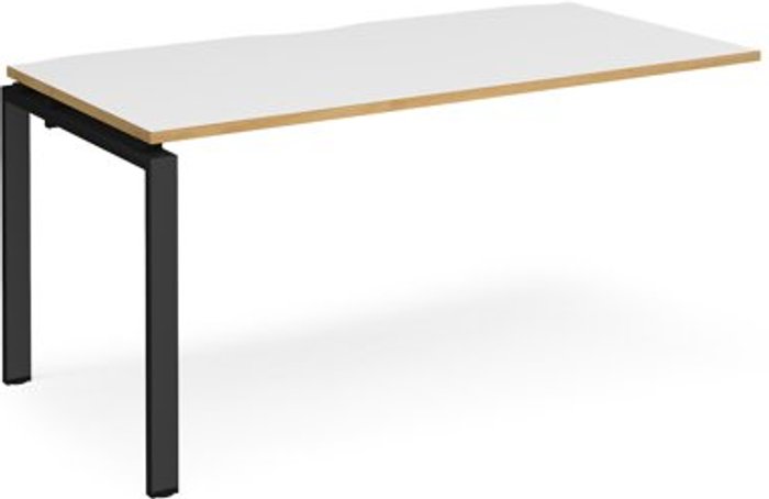 Office Monster | Adapt Bench Desk | Add On Rectangular Desk 1600mm | White/Oak Tops With Black Frames | 800mm Depth | Adapt Adapt Bench Desk | Add On Rectangular Desk 1600mm | White/Oak Tops With Black Frames | 800mm Depth | Adapt