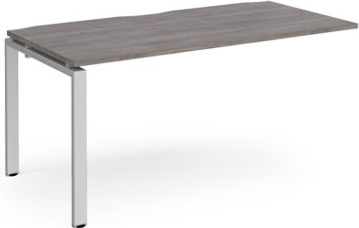 Office Monster | Adapt Adapt add on unit single 1600mm x 800mm - silver frame, grey oak top Adapt Adapt add on unit single 1600mm x 800mm - silver frame, grey oak top