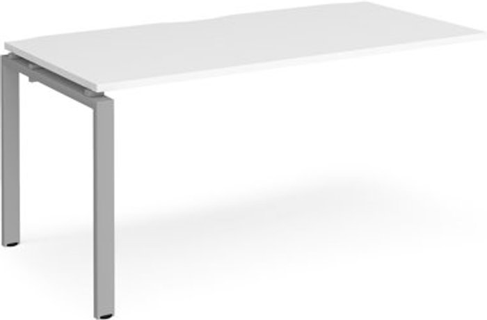 Office Monster | Adapt Bench Desk | Add On Rectangular Desk 1600mm | White Tops With Silver Frames | 800mm Depth | Adapt Adapt Bench Desk | Add On Rectangular Desk 1600mm | White Tops With Silver Frames | 800mm Depth | Adapt