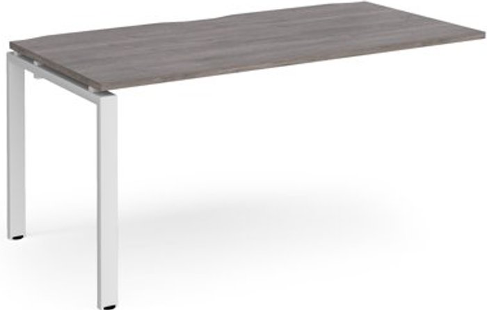 Office Monster | Adapt Adapt add on unit single 1600mm x 800mm - white frame, grey oak top Adapt Adapt add on unit single 1600mm x 800mm - white frame, grey oak top