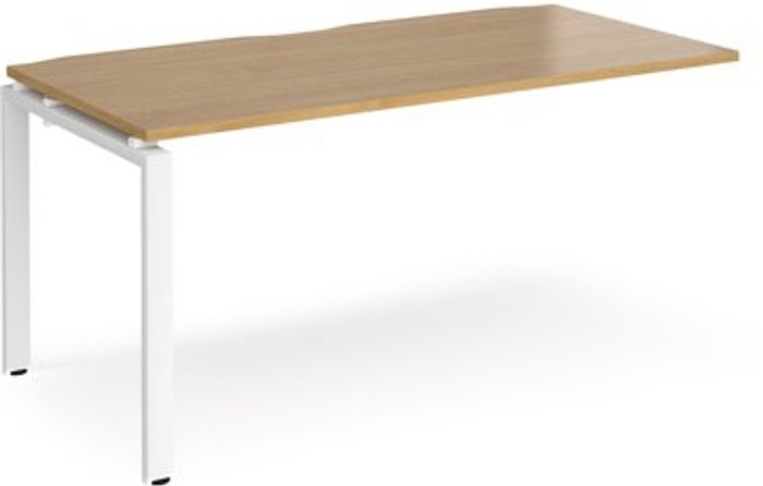 Office Monster | Adapt Bench Desk | Add On Rectangular Desk 1600mm | Oak Tops With White Frames | 800mm Depth | Adapt Adapt Bench Desk | Add On Rectangular Desk 1600mm | Oak Tops With White Frames | 800mm Depth | Adapt