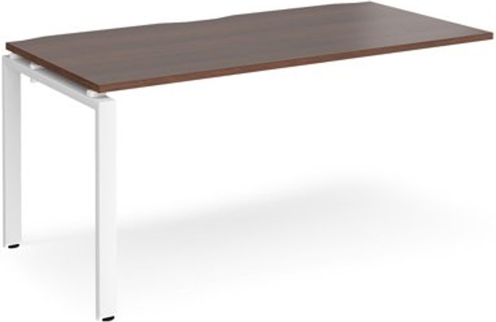 Office Monster | Adapt Bench Desk | Add On Rectangular Desk 1600mm | Walnut Tops With White Frames | 800mm Depth | Adapt Adapt Bench Desk | Add On Rectangular Desk 1600mm | Walnut Tops With White Frames | 800mm Depth | Adapt