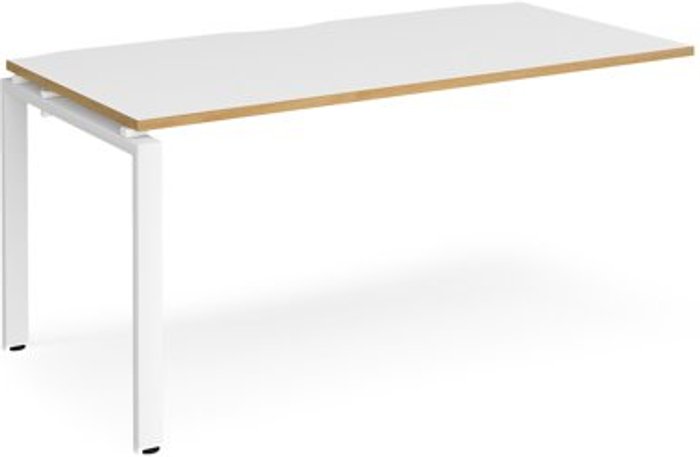 Office Monster | Adapt Bench Desk | Add On Rectangular Desk 1600mm | White/Oak Tops With White Frames | 800mm Depth | Adapt Adapt Bench Desk | Add On Rectangular Desk 1600mm | White/Oak Tops With White Frames | 800mm Depth | Adapt