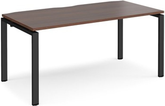 Office Monster | Adapt Bench Desk | Single Person Rectangular Desk 1600mm | Walnut Tops With Black Frames | 800mm Depth | Adapt Adapt Bench Desk | Single Person Rectangular Desk 1600mm | Walnut Tops With Black Frames | 800mm Depth | Adapt