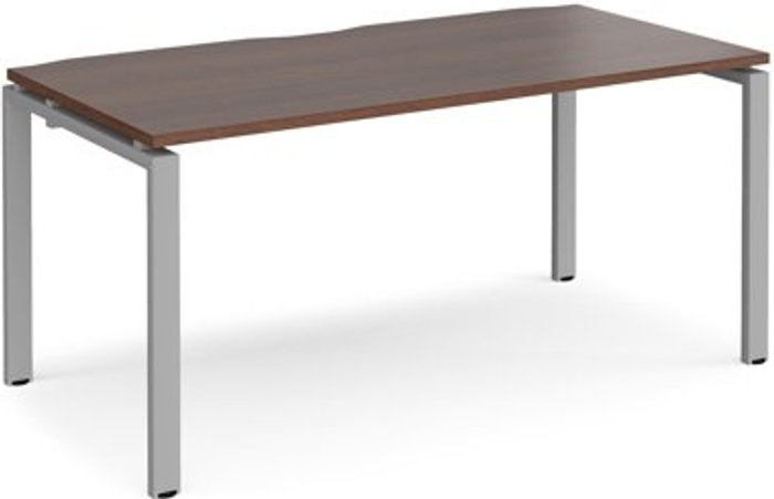 Office Monster | Adapt Bench Desk | Single Person Rectangular Desk 1600mm | Walnut Tops With Silver Frames | 800mm Depth | Adapt Adapt Bench Desk | Single Person Rectangular Desk 1600mm | Walnut Tops With Silver Frames | 800mm Depth | Adapt