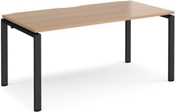 Office Monster | Adapt Bench Desk | Single Person Starter Rectangular Desk 1600mm | Beech Tops With Black Frames | 800mm Depth | Adapt Adapt Bench Desk | Single Person Starter Rectangular Desk 1600mm | Beech Tops With Black Frames | 800mm Depth | Adapt