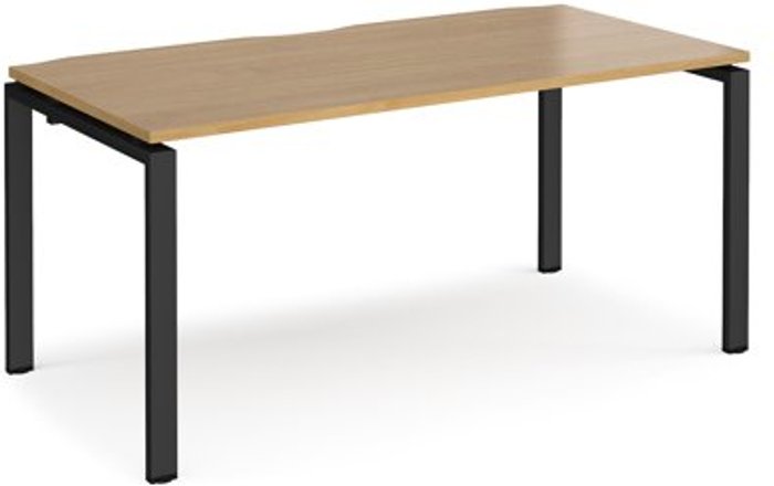 Office Monster | Adapt Bench Desk | Single Person Starter Rectangular Desk 1600mm | Oak Tops With Black Frames | 800mm Depth | Adapt Adapt Bench Desk | Single Person Starter Rectangular Desk 1600mm | Oak Tops With Black Frames | 800mm Depth | Adapt