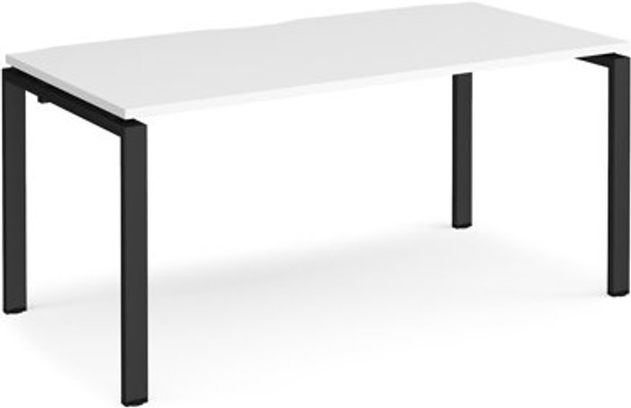 Office Monster | Adapt Bench Desk | Single Person Starter Rectangular Desk 1600mm | White Tops With Black Frames | 800mm Depth | Adapt Adapt Bench Desk | Single Person Starter Rectangular Desk 1600mm | White Tops With Black Frames | 800mm Depth | Adapt
