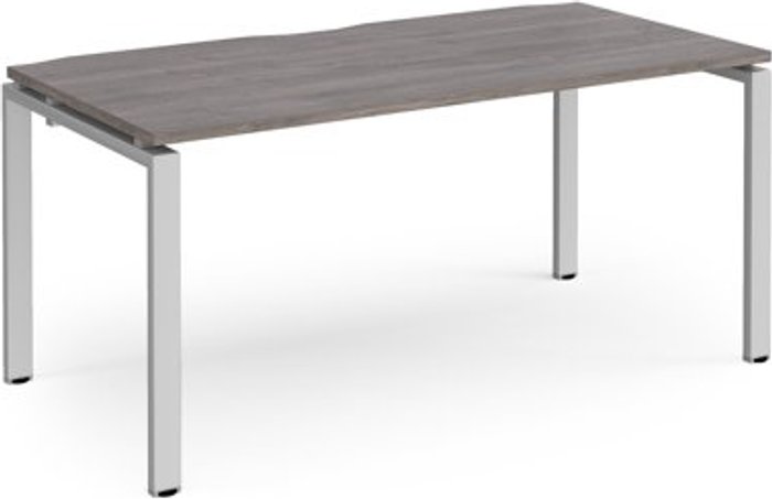 Office Monster | Adapt Adapt starter unit single 1600mm x 800mm - silver frame, grey oak top Adapt Adapt starter unit single 1600mm x 800mm - silver frame, grey oak top
