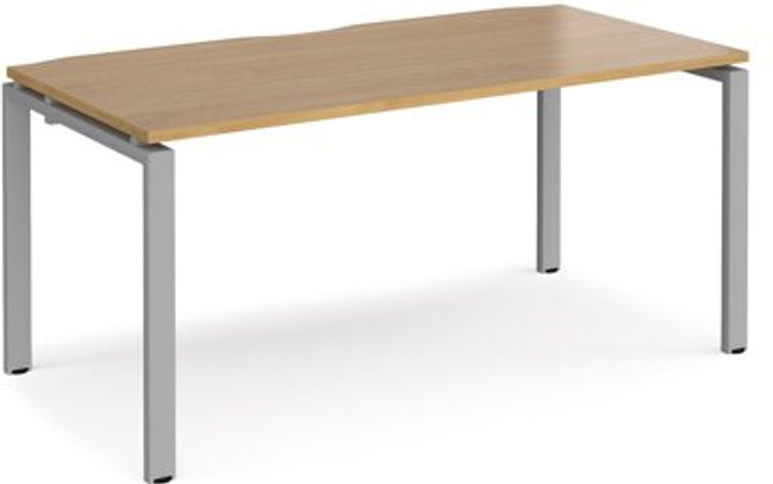 Office Monster | Adapt Bench Desk | Single Person Starter Rectangular Desk 1600mm | Oak Tops With Silver Frames | 800mm Depth | Adapt Adapt Bench Desk | Single Person Starter Rectangular Desk 1600mm | Oak Tops With Silver Frames | 800mm Depth | Adapt