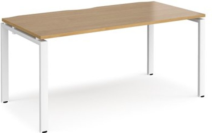 Office Monster | Adapt Bench Desk | Single Person Starter Rectangular Desk 1600mm | Oak Tops With White Frames | 800mm Depth | Adapt Adapt Bench Desk | Single Person Starter Rectangular Desk 1600mm | Oak Tops With White Frames | 800mm Depth | Adapt