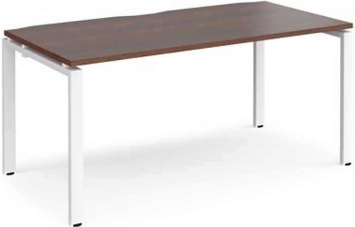 Office Monster | Adapt Bench Desk | Single Person Rectangular Desk 1600mm | Walnut Tops With White Frames | 800mm Depth | Adapt Adapt Bench Desk | Single Person Rectangular Desk 1600mm | Walnut Tops With White Frames | 800mm Depth | Adapt