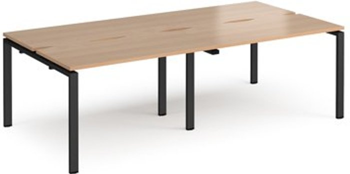 Office Monster | Adapt Bench Desk | 4 Person Rectangular Desks 2400mm | Beech Tops With Black Frames | 1200mm Depth | Adapt Adapt Bench Desk | 4 Person Rectangular Desks 2400mm | Beech Tops With Black Frames | 1200mm Depth | Adapt