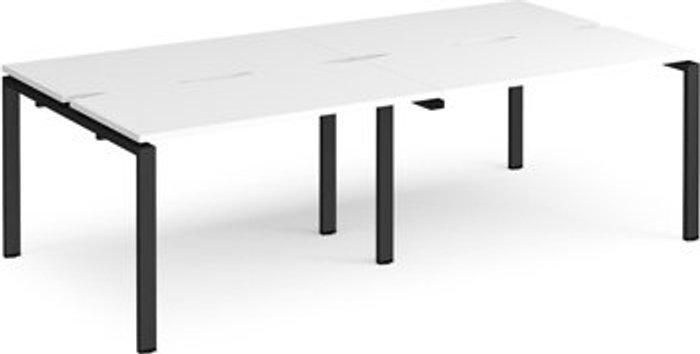 Office Monster | Adapt Bench Desk | 4 Person Rectangular Desks 2400mm | White Tops With Black Frames | 1200mm Depth | Adapt Adapt Bench Desk | 4 Person Rectangular Desks 2400mm | White Tops With Black Frames | 1200mm Depth | Adapt