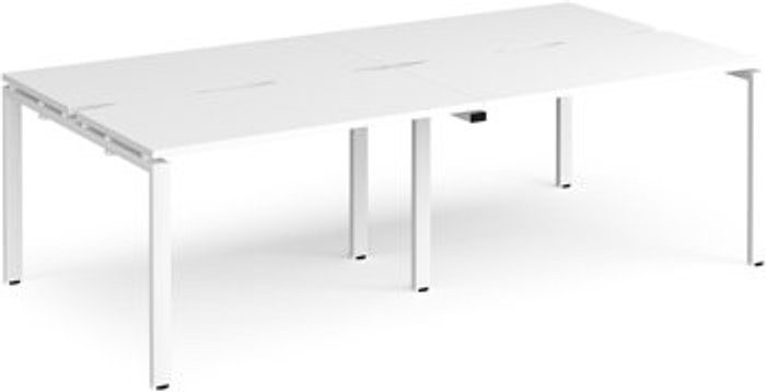 Office Monster | Adapt Bench Desk | 4 Person Rectangular Desks 2400mm | White Tops With White Frames | 1200mm Depth | Adapt Adapt Bench Desk | 4 Person Rectangular Desks 2400mm | White Tops With White Frames | 1200mm Depth | Adapt