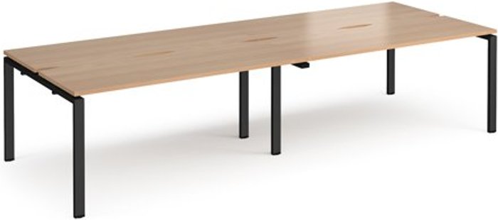 Office Monster | Adapt Bench Desk | 4 Person Rectangular Desks 2800mm | Beech Tops With Black Frames | 1200mm Depth | Adapt Adapt Bench Desk | 4 Person Rectangular Desks 2800mm | Beech Tops With Black Frames | 1200mm Depth | Adapt