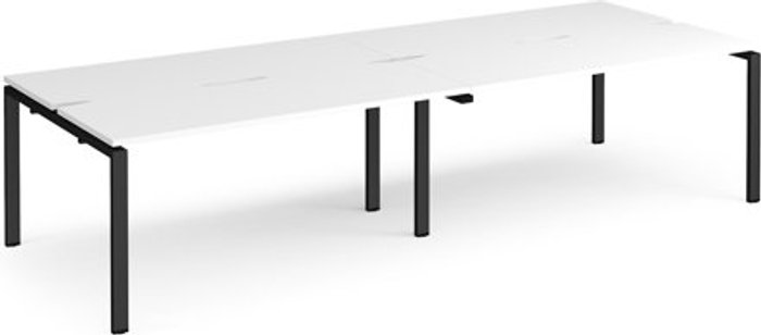 Office Monster | Adapt Bench Desk | 4 Person Rectangular Desks 2800mm | White Tops With Black Frames | 1200mm Depth | Adapt Adapt Bench Desk | 4 Person Rectangular Desks 2800mm | White Tops With Black Frames | 1200mm Depth | Adapt
