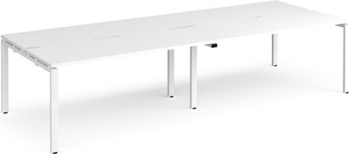 Office Monster | Adapt Bench Desk | 4 Person Rectangular Desks 2800mm | White Tops With White Frames | 1200mm Depth | Adapt Adapt Bench Desk | 4 Person Rectangular Desks 2800mm | White Tops With White Frames | 1200mm Depth | Adapt