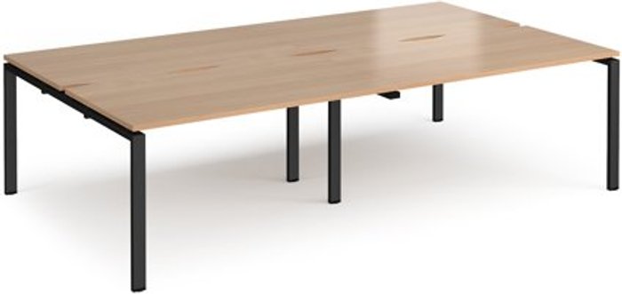 Office Monster | Adapt Bench Desk | 4 Person Rectangular Desks 2800mm | Beech Tops With Black Frames | 1600mm Depth | Adapt Adapt Bench Desk | 4 Person Rectangular Desks 2800mm | Beech Tops With Black Frames | 1600mm Depth | Adapt
