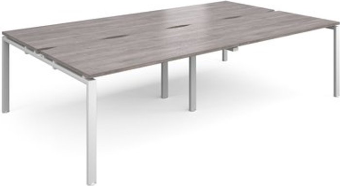 Office Monster | Adapt Adapt double back to back desks 2800mm x 1600mm - white frame, grey oak top Adapt Adapt double back to back desks 2800mm x 1600mm - white frame, grey oak top