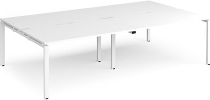 Office Monster | Adapt Bench Desk | 4 Person Rectangular Desks 2800mm | White Tops With White Frames | 1600mm Depth | Adapt Adapt Bench Desk | 4 Person Rectangular Desks 2800mm | White Tops With White Frames | 1600mm Depth | Adapt