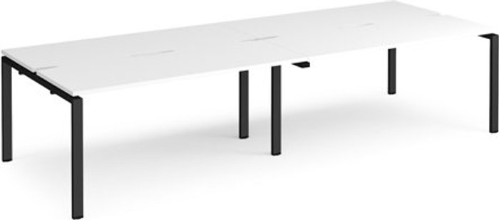 Office Monster | Adapt Bench Desk | 4 Person Rectangular Desks 3200mm | White Tops With Black Frames | 1200mm Depth | Adapt Adapt Bench Desk | 4 Person Rectangular Desks 3200mm | White Tops With Black Frames | 1200mm Depth | Adapt