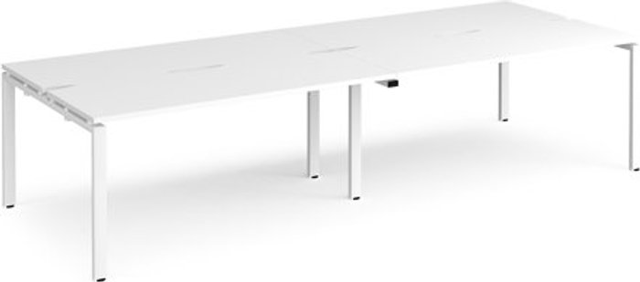 Office Monster | Adapt Bench Desk | 4 Person Rectangular Desks 3200mm | White Tops With White Frames | 1200mm Depth | Adapt Adapt Bench Desk | 4 Person Rectangular Desks 3200mm | White Tops With White Frames | 1200mm Depth | Adapt