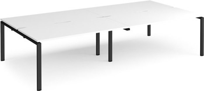 Office Monster | Adapt Bench Desk | 4 Person Rectangular Desks 3200mm | White Tops With Black Frames | 1600mm Depth | Adapt Adapt Bench Desk | 4 Person Rectangular Desks 3200mm | White Tops With Black Frames | 1600mm Depth | Adapt