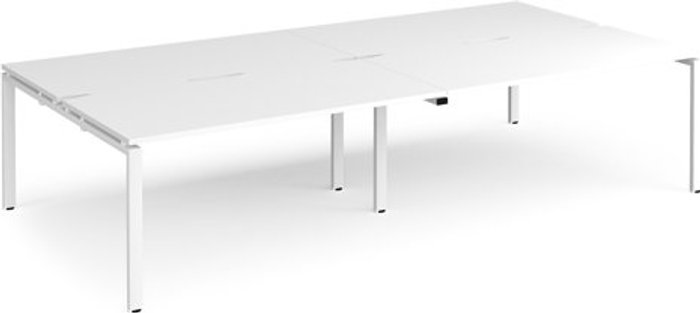 Office Monster | Adapt Bench Desk | 4 Person Rectangular Desks 3200mm | White Tops With White Frames | 1600mm Depth | Adapt Adapt Bench Desk | 4 Person Rectangular Desks 3200mm | White Tops With White Frames | 1600mm Depth | Adapt