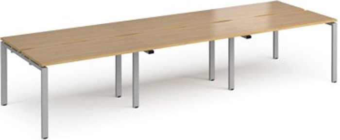 Office Monster | Adapt Bench Desk | 6 Person Rectangular Desks 3600mm | Oak Tops With Silver Frames | 1200mm Depth | Adapt Adapt Bench Desk | 6 Person Rectangular Desks 3600mm | Oak Tops With Silver Frames | 1200mm Depth | Adapt