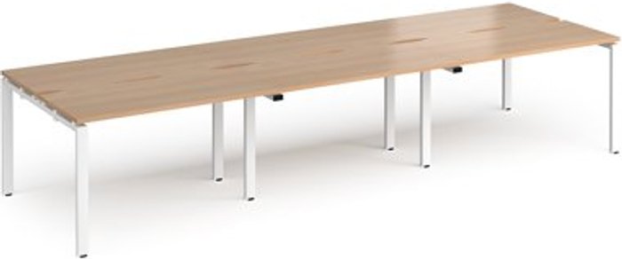 Office Monster | Adapt Bench Desk | 6 Person Rectangular Desks 3600mm | Beech Tops With White Frames | 1200mm Depth | Adapt Adapt Bench Desk | 6 Person Rectangular Desks 3600mm | Beech Tops With White Frames | 1200mm Depth | Adapt