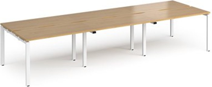 Office Monster | Adapt Bench Desk | 6 Person Rectangular Desks 3600mm | Oak Tops With White Frames | 1200mm Depth | Adapt Adapt Bench Desk | 6 Person Rectangular Desks 3600mm | Oak Tops With White Frames | 1200mm Depth | Adapt