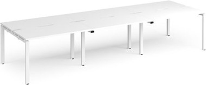 Office Monster | Adapt Bench Desk | 6 Person Rectangular Desks 3600mm | White Tops With White Frames | 1200mm Depth | Adapt Adapt Bench Desk | 6 Person Rectangular Desks 3600mm | White Tops With White Frames | 1200mm Depth | Adapt