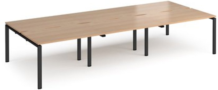 Office Monster | Adapt Bench Desk | 6 Person Rectangular Desks 3600mm | Beech Tops With Black Frames | 1600mm Depth | Adapt Adapt Bench Desk | 6 Person Rectangular Desks 3600mm | Beech Tops With Black Frames | 1600mm Depth | Adapt