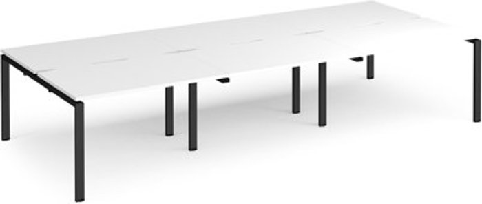 Office Monster | Adapt Bench Desk | 6 Person Rectangular Desks 3600mm | White Tops With Black Frames | 1600mm Depth | Adapt Adapt Bench Desk | 6 Person Rectangular Desks 3600mm | White Tops With Black Frames | 1600mm Depth | Adapt
