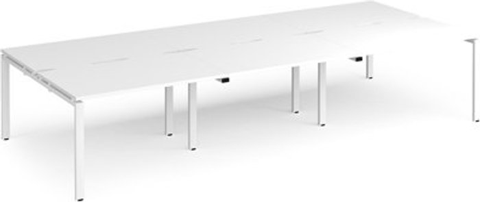 Office Monster | Adapt Bench Desk | 6 Person Rectangular Desks 3600mm | White Tops With White Frames | 1600mm Depth | Adapt Adapt Bench Desk | 6 Person Rectangular Desks 3600mm | White Tops With White Frames | 1600mm Depth | Adapt
