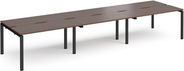 Office Monster | Adapt Bench Desk | 6 Person Rectangular Desks 4200mm | Walnut Tops With Black Frames | 1200mm Depth | Adapt Adapt Bench Desk | 6 Person Rectangular Desks 4200mm | Walnut Tops With Black Frames | 1200mm Depth | Adapt