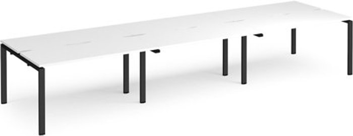 Office Monster | Adapt Bench Desk | 6 Person Rectangular Desks 4200mm | White Tops With Black Frames | 1200mm Depth | Adapt Adapt Bench Desk | 6 Person Rectangular Desks 4200mm | White Tops With Black Frames | 1200mm Depth | Adapt