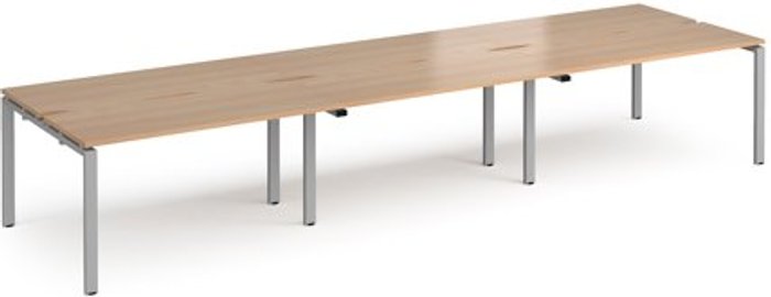 Office Monster | Adapt Bench Desk | 6 Person Rectangular Desks 4200mm | Beech Tops With Silver Frames | 1200mm Depth | Adapt Adapt Bench Desk | 6 Person Rectangular Desks 4200mm | Beech Tops With Silver Frames | 1200mm Depth | Adapt