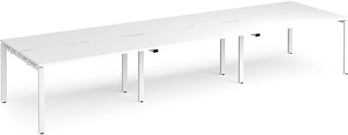 Office Monster | Adapt Bench Desk | 6 Person Rectangular Desks 4200mm | White Tops With White Frames | 1200mm Depth | Adapt Adapt Bench Desk | 6 Person Rectangular Desks 4200mm | White Tops With White Frames | 1200mm Depth | Adapt