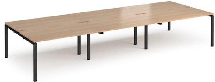 Office Monster | Adapt Bench Desk | 6 Person Rectangular Desks 4200mm | Beech Tops With Black Frames | 1600mm Depth | Adapt Adapt Bench Desk | 6 Person Rectangular Desks 4200mm | Beech Tops With Black Frames | 1600mm Depth | Adapt
