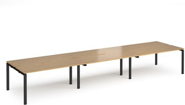 Office Monster | Adapt Bench Desk | 6 Person Rectangular Desks 4800mm | Oak Tops With Black Frames | 1200mm Depth | Adapt Adapt Bench Desk | 6 Person Rectangular Desks 4800mm | Oak Tops With Black Frames | 1200mm Depth | Adapt