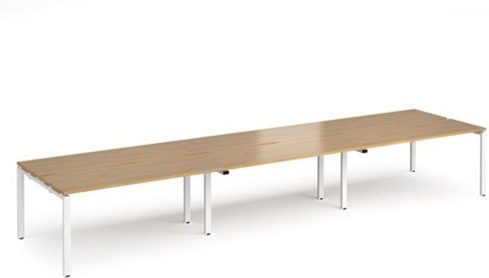 Office Monster | Adapt Bench Desk | 6 Person Rectangular Desks 4800mm | Oak Tops With White Frames | 1200mm Depth | Adapt Adapt Bench Desk | 6 Person Rectangular Desks 4800mm | Oak Tops With White Frames | 1200mm Depth | Adapt