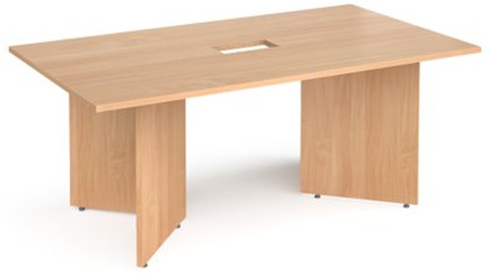 Office Monster | Dams Arrow head leg rectangular boardroom table 1800mm x 1000mm with central cutout 272mm x 132mm - beech Dams Arrow head leg rectangular boardroom table 1800mm x 1000mm with central cutout 272mm x 132mm - beech