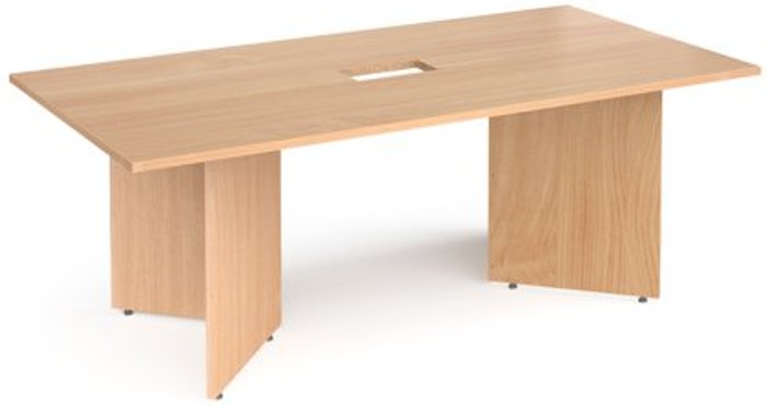 Office Monster | Dams Arrow head leg rectangular boardroom table 2000mm x 1000mm with central cutout 272mm x 132mm - beech Dams Arrow head leg rectangular boardroom table 2000mm x 1000mm with central cutout 272mm x 132mm - beech